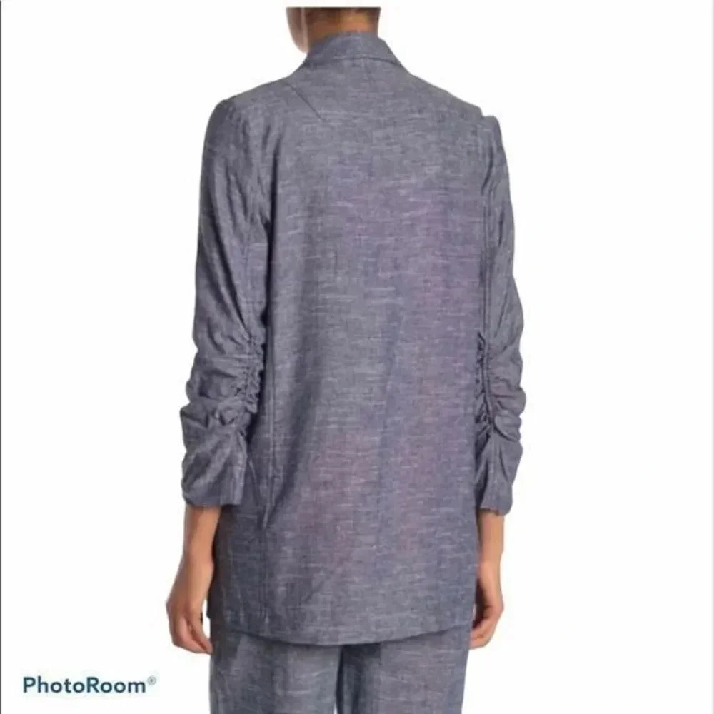 Max studio Linen Bland Ruched sleeve bla… - Picture 2 of 9